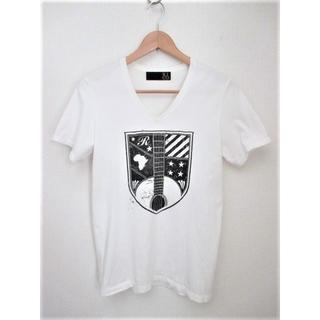 リコ(RICO)の☆RICO リコ デザイン Ｖネック Tシャツ/半袖/メンズ/M☆ホワイト(Tシャツ/カットソー(半袖/袖なし))