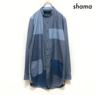 シャマ(shama)のshama シャマ★長袖シャツ 切替デザイン ブルー 青 メンズ(シャツ)