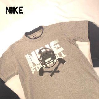 ナイキ(NIKE)のナイキ NIKE ビッグプリント ロンT グレー 160サイズ メンズS相当(Tシャツ/カットソー(七分/長袖))