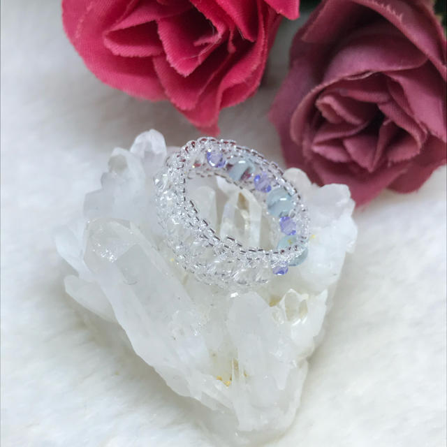 ブルートパーズ＆水晶のリング❤︎11号 レディースのアクセサリー(リング(指輪))の商品写真