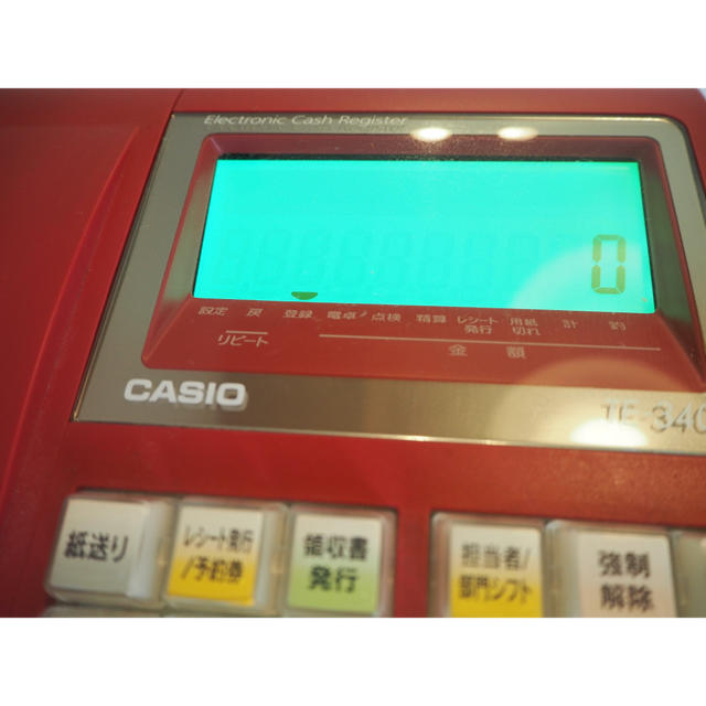 CASIO(カシオ)のCASIO カシオ 電子レジスター TE-340 レッド インテリア/住まい/日用品のオフィス用品(オフィス用品一般)の商品写真