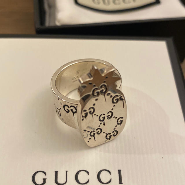 Gucci(グッチ)のGUCCI グッチ シルバー リング 19号 直営店購入 パイナップル メンズのアクセサリー(リング(指輪))の商品写真