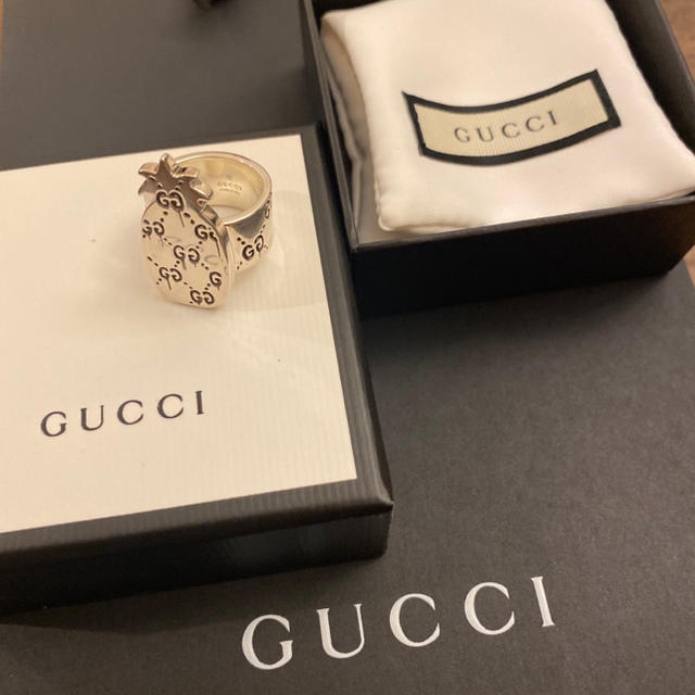 Gucci(グッチ)のGUCCI グッチ シルバー リング 19号 直営店購入 パイナップル メンズのアクセサリー(リング(指輪))の商品写真