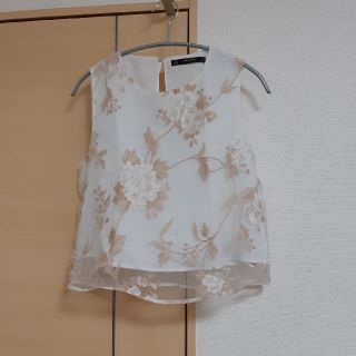 ザラ(ZARA)のZARA　オーガンジーレーストップス(シャツ/ブラウス(半袖/袖なし))