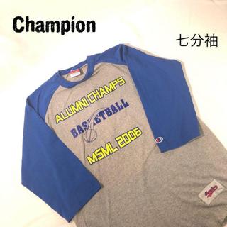 チャンピオン(Champion)のチャンピオン 刺繍 ビッグプリント グレー 七分袖 ビッグサイズ L(Tシャツ/カットソー(七分/長袖))