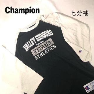 チャンピオン(Champion)のチャンピオン 刺繍 ビッグプリント 七分袖 ブラック ビッグサイズ L(Tシャツ/カットソー(七分/長袖))