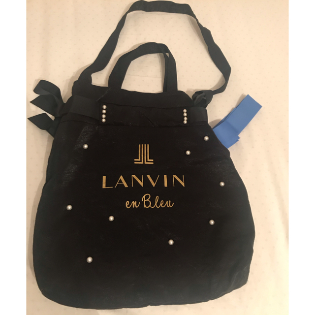 LANVIN en Bleu - ランバンオンブルー⭐︎艶ブラックサテン 2wayバッグ