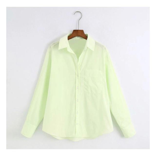 ZARA(ザラ)の1751＊S/S green ベーシック シャツ レディースのトップス(シャツ/ブラウス(長袖/七分))の商品写真