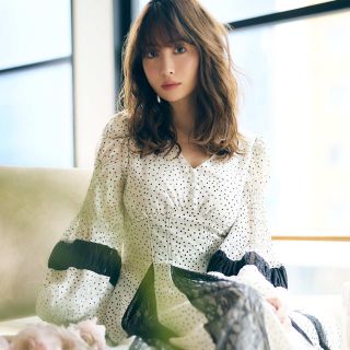 スナイデル(SNIDEL)のLace-trimmed Pin Dot Dress  herlipto(ロングワンピース/マキシワンピース)