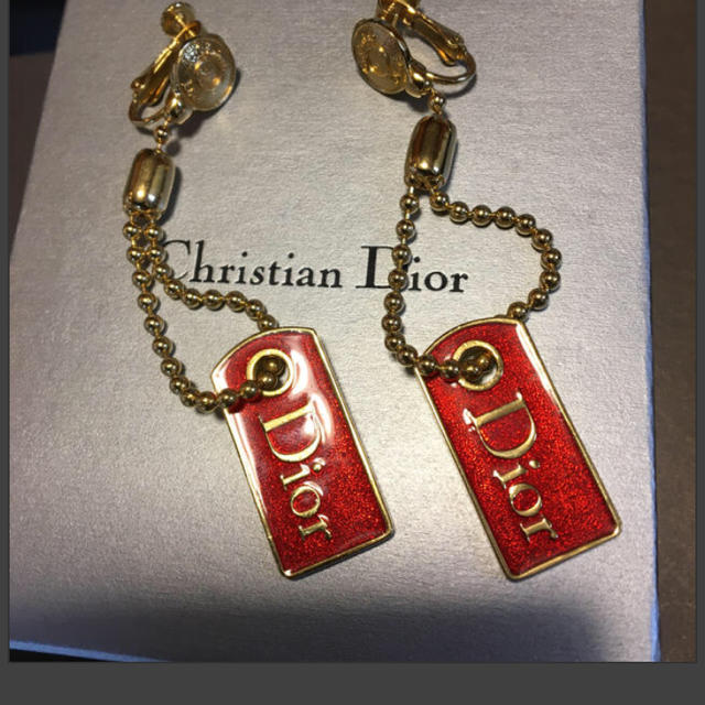 Christian Dior ロゴプレートイヤリング