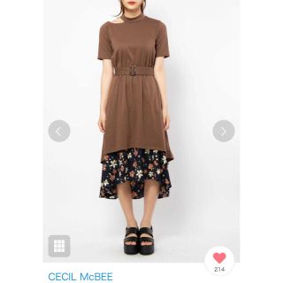 セシルマクビー(CECIL McBEE)のセシルマクビー💠ネックスリット 花柄ドッキングワンピース(ロングワンピース/マキシワンピース)