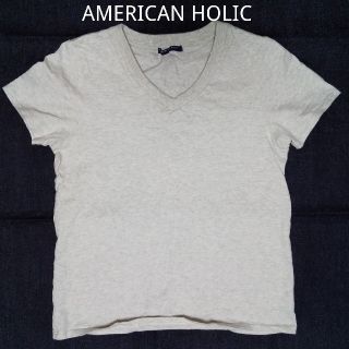 AMERICAN HOLIC アメリカンホリック Vネック Tシャツ グレー(Tシャツ(半袖/袖なし))