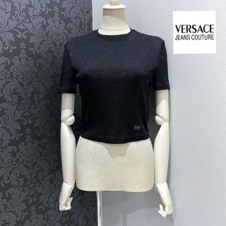 ヴェルサーチ(VERSACE)のヴェルサーチ ◆ イタリア製 ブラックラメ 半袖 トップス カットソー (カットソー(半袖/袖なし))