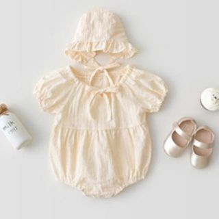 ザラキッズ(ZARA KIDS)のフリルロンパース　帽子セット　80(セレモニードレス/スーツ)