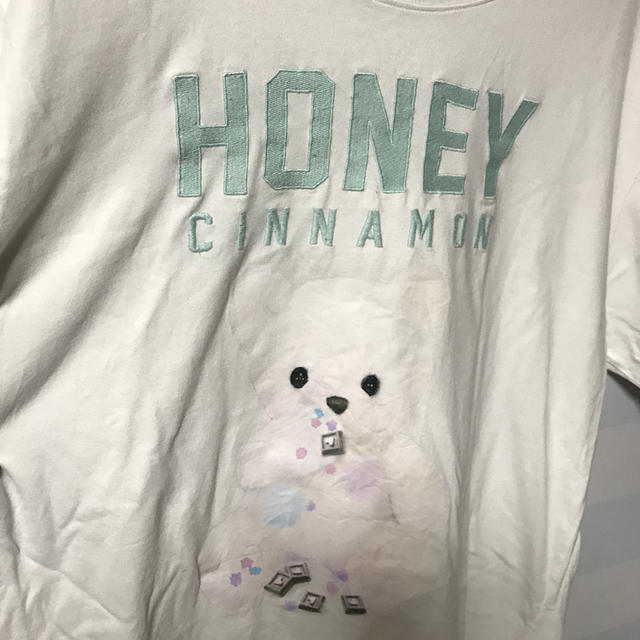 honey cinnamon くま　お菓子　BIG Tシャツ　ホワイト