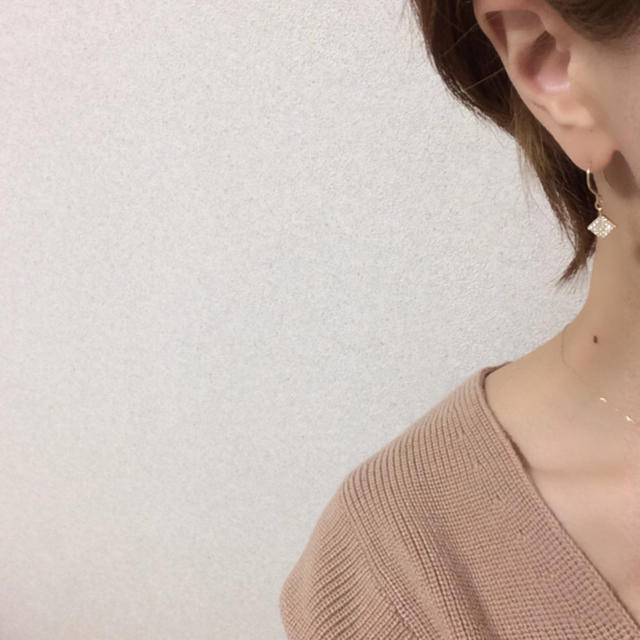 14Kgf／K14gfジルコニアダイヤパヴェピアス／パヴェダイヤピアス ゴールド ハンドメイドのアクセサリー(ピアス)の商品写真