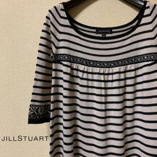 ジルスチュアート(JILLSTUART)の【美品】JILLSTUART ボーダーニットフレアワンピース(ひざ丈ワンピース)