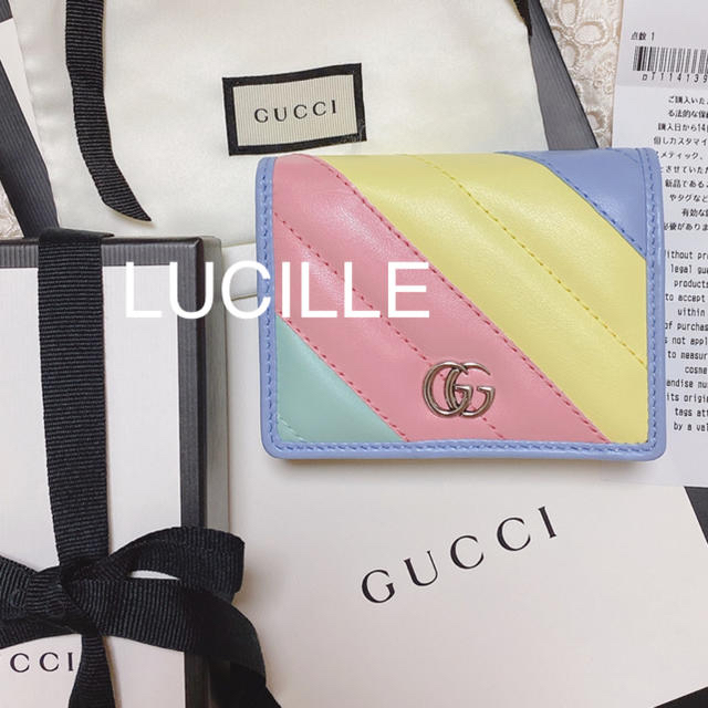 Gucci - 最新作'20春夏GUCCI付属品完備新品未使用 マルチパステルカラー二つ折り財布
