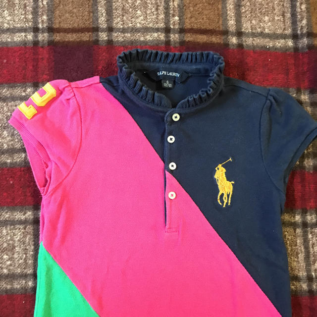 POLO RALPH LAUREN(ポロラルフローレン)のラルフローレン ナンバリング フリル ポロシャツ サイズ6 120㎝ 110㎝ キッズ/ベビー/マタニティのキッズ服女の子用(90cm~)(Tシャツ/カットソー)の商品写真