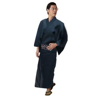 浴衣 男 メンズ 6点セット M 黒 無地 新品 しじら織 NO24910(浴衣)