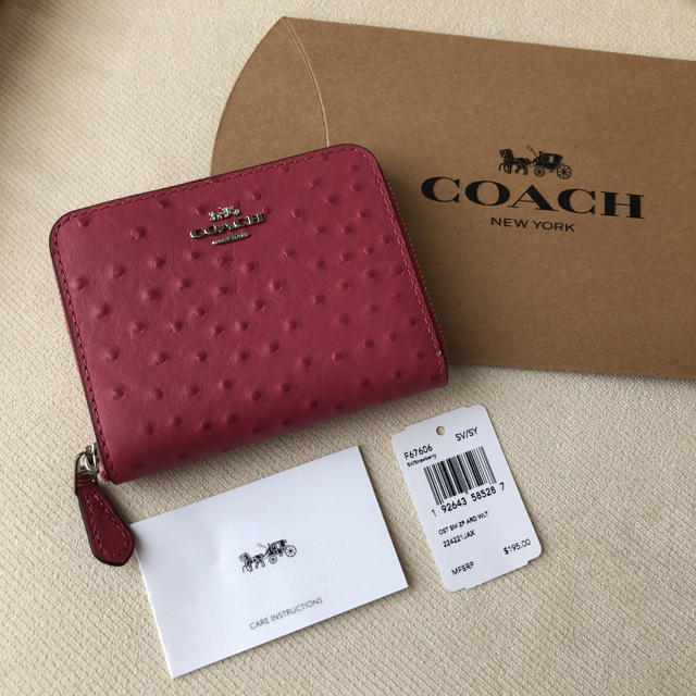 【即日発送】新品★COACH スモールジップアラウンド二つ折り財布 ストロベリー