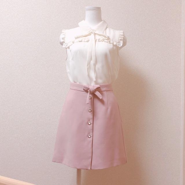 MIU MIU - miumiu ビジュー スカート  リボン ピンク