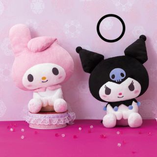 マイメロディ(マイメロディ)の非売品！マイメロディ ぺたんとお座り　ベーシック　BIG ぬいぐるみ クロミ(キャラクターグッズ)