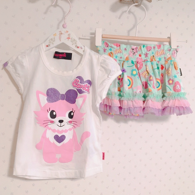 EARTHMAGIC(アースマジック)のEARTH MAGIC ♡ 100 ♡ ピンキーちゃん総柄スカート キッズ/ベビー/マタニティのキッズ服女の子用(90cm~)(スカート)の商品写真