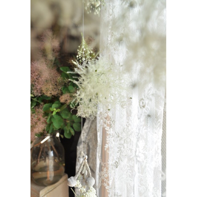 初夏に咲くお花スモークツリーのmobile。ドライフラワーガーランド。モビール ハンドメイドのフラワー/ガーデン(ドライフラワー)の商品写真
