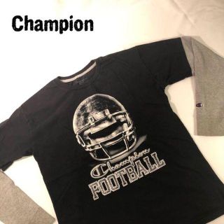 チャンピオン(Champion)のチャンピオン 刺繍 ビッグプリント ロンT ブラック ビッグサイズ XL(Tシャツ/カットソー(七分/長袖))