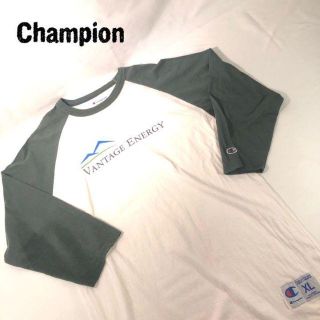 チャンピオン(Champion)のチャンピオン 刺繍 ビッグプリント ロンT 七分袖 ホワイト グリーン(Tシャツ/カットソー(七分/長袖))