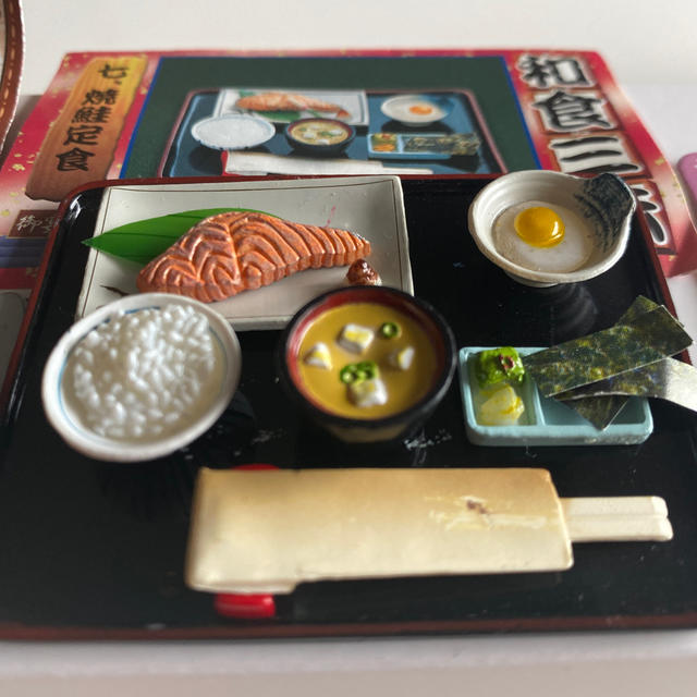 リーメント 和食日和 鯛茶漬け/和食三昧 焼鮭定食/ファミレス ステーキ ハンドメイドのおもちゃ(ミニチュア)の商品写真