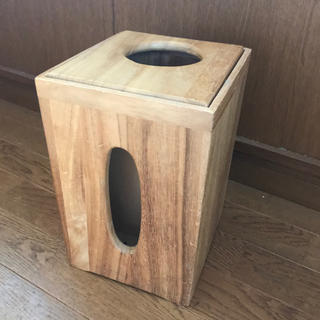 矯正展購入ゴミ箱ティッシュボックス一体型木目木製ウッド天然木(家具)