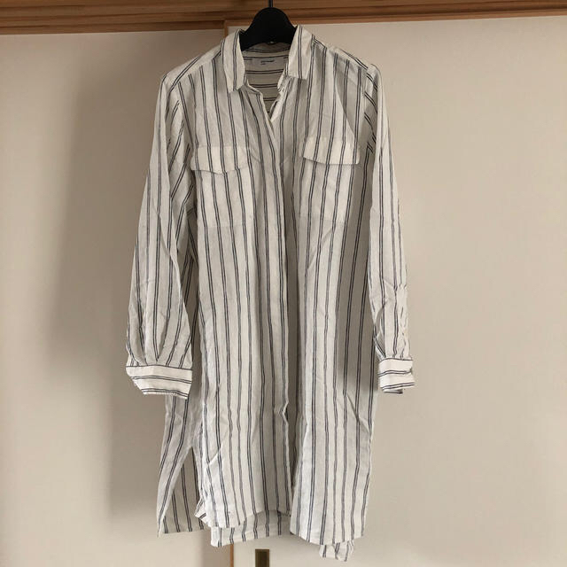 BACK NUMBER(バックナンバー)のリネン混 ロングシャツ Ｌ 羽織り 2way  レディースのトップス(シャツ/ブラウス(長袖/七分))の商品写真