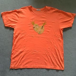 エル(ELLE)の大きいサイズTシャツ　刺繍パイナップル　オレンジ(Tシャツ(半袖/袖なし))