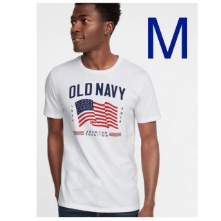 オールドネイビー(Old Navy)の新品★OLD NAVY メンズM アメリカ星条旗　フラッグTシャツ★ホワイト(Tシャツ/カットソー(半袖/袖なし))