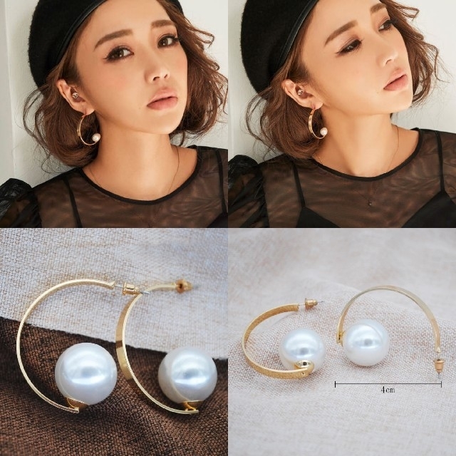 eimy istoire(エイミーイストワール)の‎⋆gold semicircular pearlピアス‎⋆❶ レディースのアクセサリー(ピアス)の商品写真