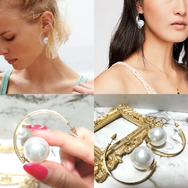 eimy istoire(エイミーイストワール)の‎⋆gold semicircular pearlピアス‎⋆❶ レディースのアクセサリー(ピアス)の商品写真