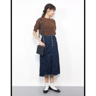 ダブルクローゼット(w closet)のw closet リメイク風切替デニムスカート(ひざ丈スカート)