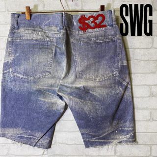 スワッガー(SWAGGER)のswagger スワッガー デニムプリント ハーフパンツ カットオフ W32(ショートパンツ)