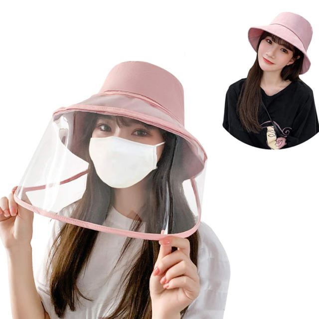 サンバイザー フェイスシールド帽子 ピンク メンズの帽子(サンバイザー)の商品写真