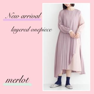 メルロー(merlot)のSALE！【新品】メルロー レイヤード風ショルダーボタンワンピース 春 夏(ロングワンピース/マキシワンピース)