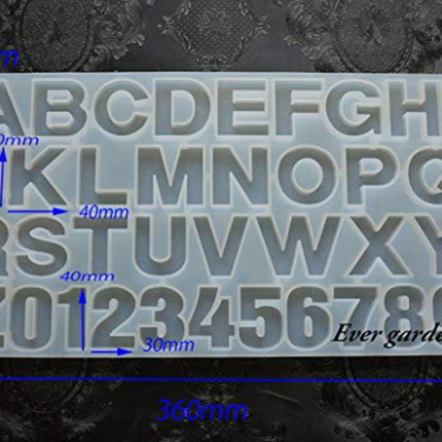 シリコンモールド型 アルファベット&数字 特大　裏 ハンドメイドの素材/材料(型紙/パターン)の商品写真