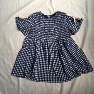 ザラキッズ(ZARA KIDS)のzarababy シャーリングワンピース　ギンガムチェック　104 3-4y(ワンピース)