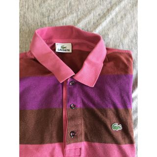 ラコステ(LACOSTE)のラコステ ポロシャツ ピンク ネイビー Ｌサイズ(ポロシャツ)