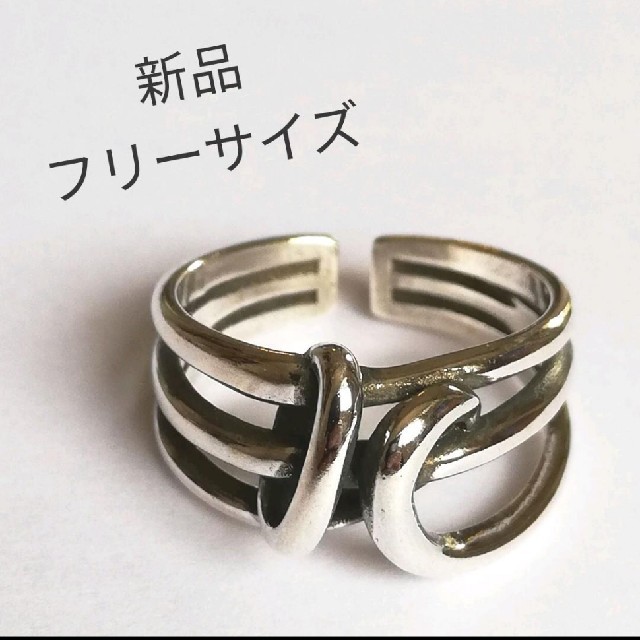 新品 硬結びリング フリーサイズ サムリング レディース メンズ 韓国 指輪 レディースのアクセサリー(リング(指輪))の商品写真