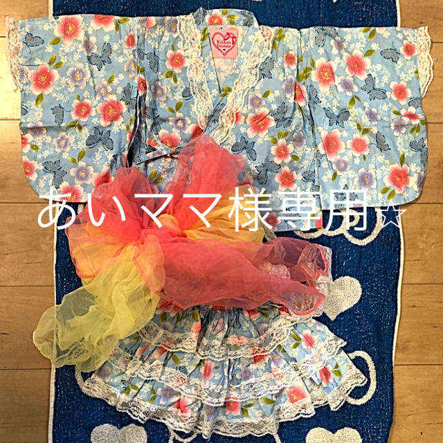 甚平　浴衣ドレス　帯付き100cm キッズ/ベビー/マタニティのキッズ服女の子用(90cm~)(甚平/浴衣)の商品写真