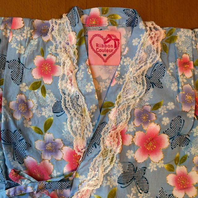 甚平　浴衣ドレス　帯付き100cm キッズ/ベビー/マタニティのキッズ服女の子用(90cm~)(甚平/浴衣)の商品写真