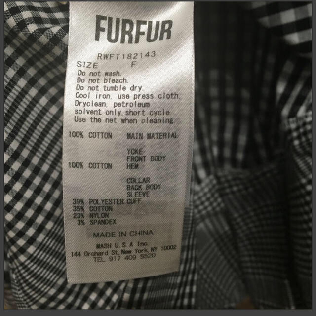 fur fur(ファーファー)のFUR FUR ファーファー　パッチワークチェックシャツ レディースのトップス(シャツ/ブラウス(長袖/七分))の商品写真