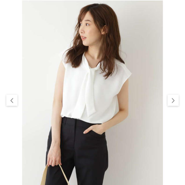 N.Natural beauty basic(エヌナチュラルビューティーベーシック)の新品☆ボウタイフレンチスリーブラウス レディースのトップス(シャツ/ブラウス(半袖/袖なし))の商品写真